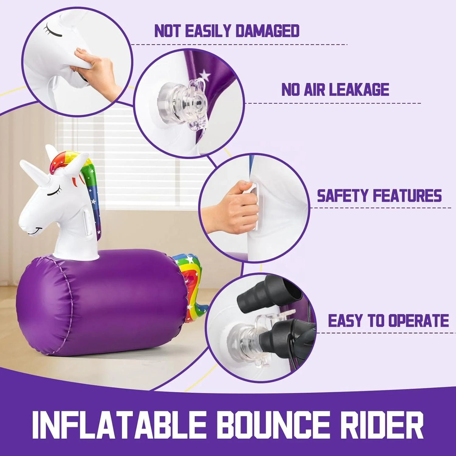 LC Kids Unicorn and  Dino Hopping Toys Inflatable Jumping Ride on Bouncer Hopper Horse Inflatable Bouncing Ride-on