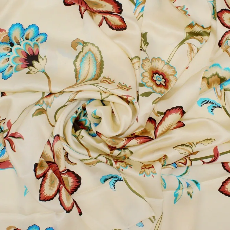China Factory Supplier custom digital printing 6A Grade 100% mulberry silk Satin printed fabric in stock for clothes