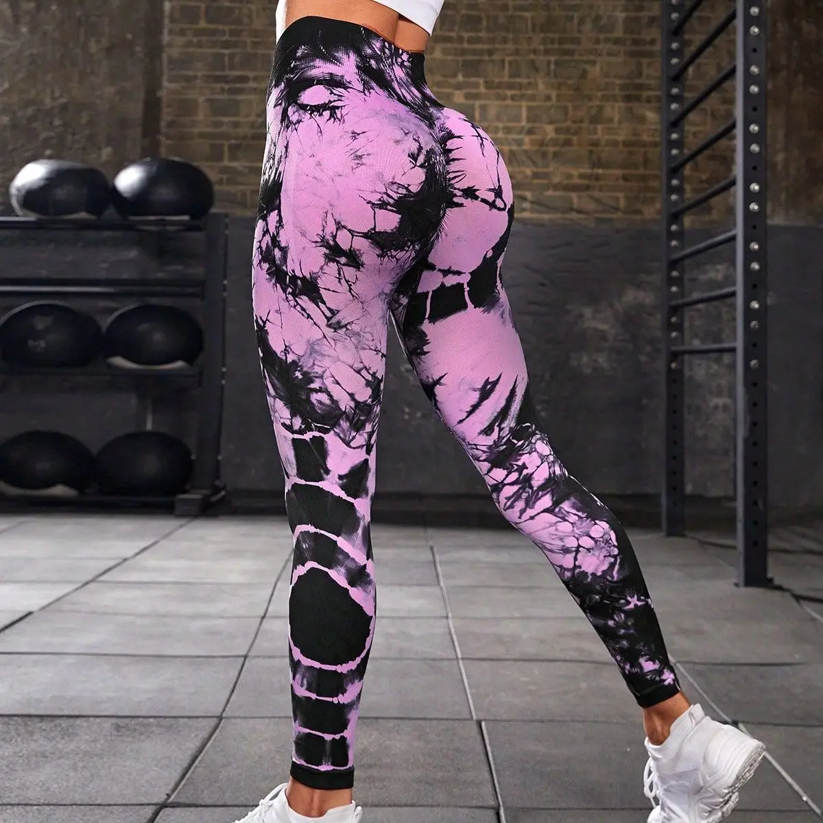 Scrunch Athletic Running Gym Fitness Active Pants High Waist Butt Lifting Tummy Control Tie Dye Leggings Plus Size