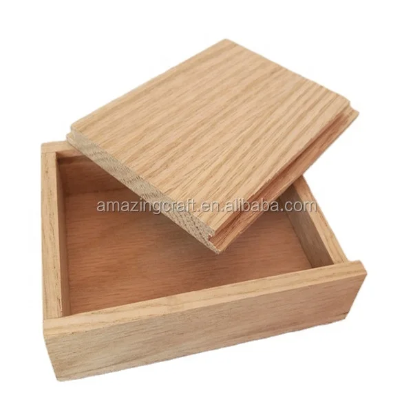 Natural Color Oak Wooden Keepsake Box Sliding Lid USB Gift Packaging Solution