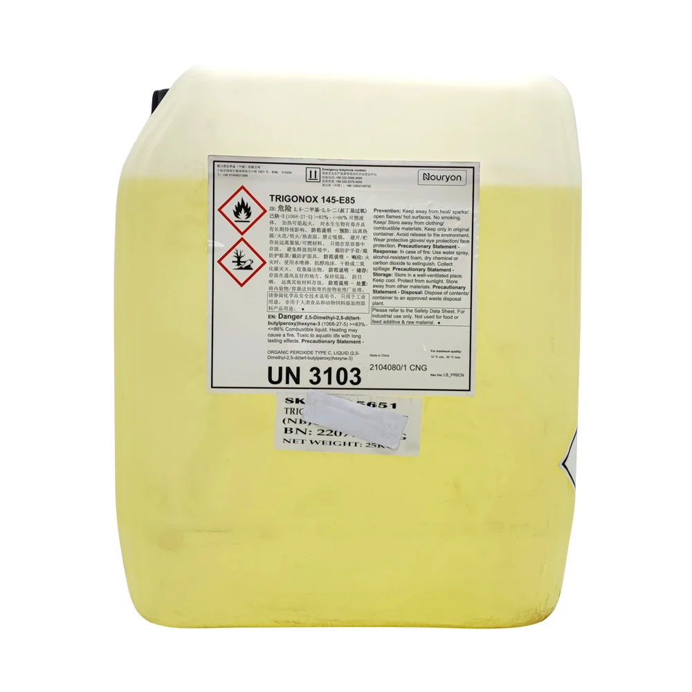 Trigonox 145-E85  bifunctional peroxide for the crosslinking of natural rubber and synthetic rubbers, as well as polyolefins