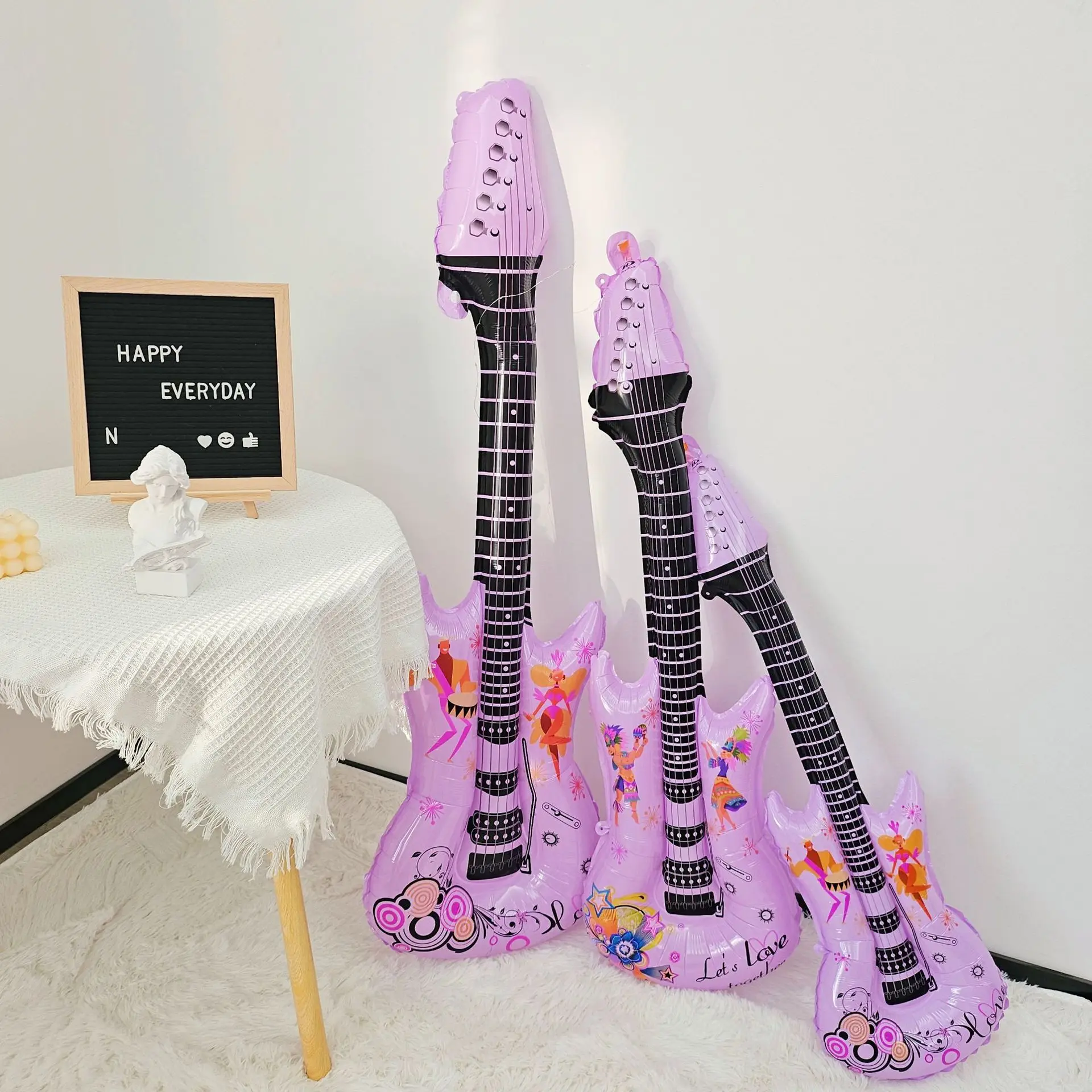 2024 Mini Size Wedding Birthday Party Decoration Music Festival Cartoon Guitar Foil Balloon
