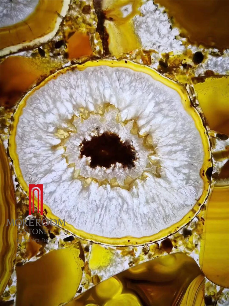 apartment dining table countertop yellow agate stone plates