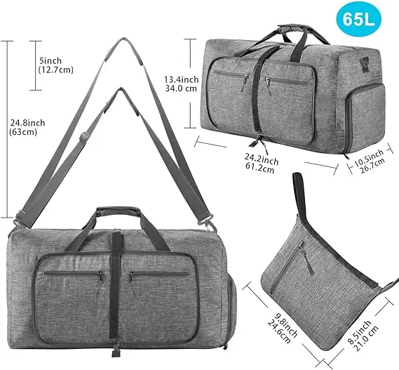 Hot Sale waterproof 65L 85L 115L foldable travel bag  with Shoes Compartment weekend bag travel bag outdoor handbag