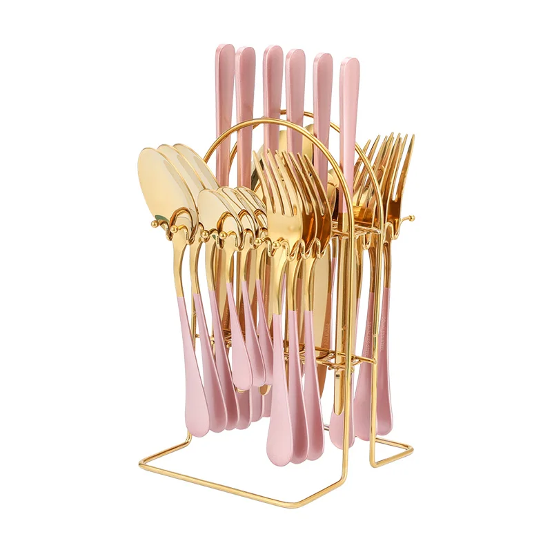 Wholesale 18/0 Stainless Steel Fork Spoon Sets 24pcs Hanging Cutlery Set with Gift Box