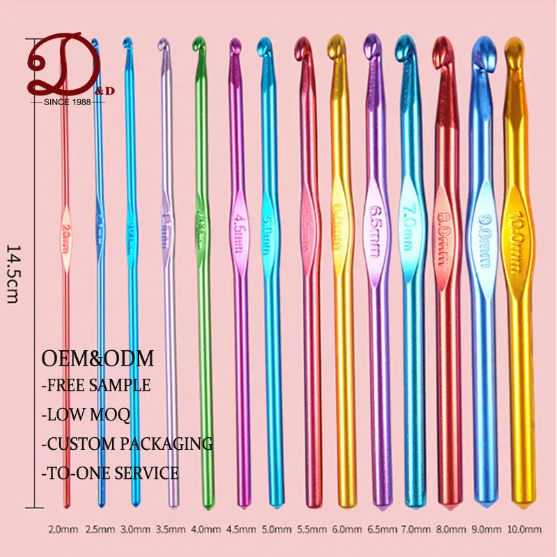 Chinese wholesale mini soft knitting needle stainless steel crochet hook Custom Logo PVC Aluminium DIY Sewing Work