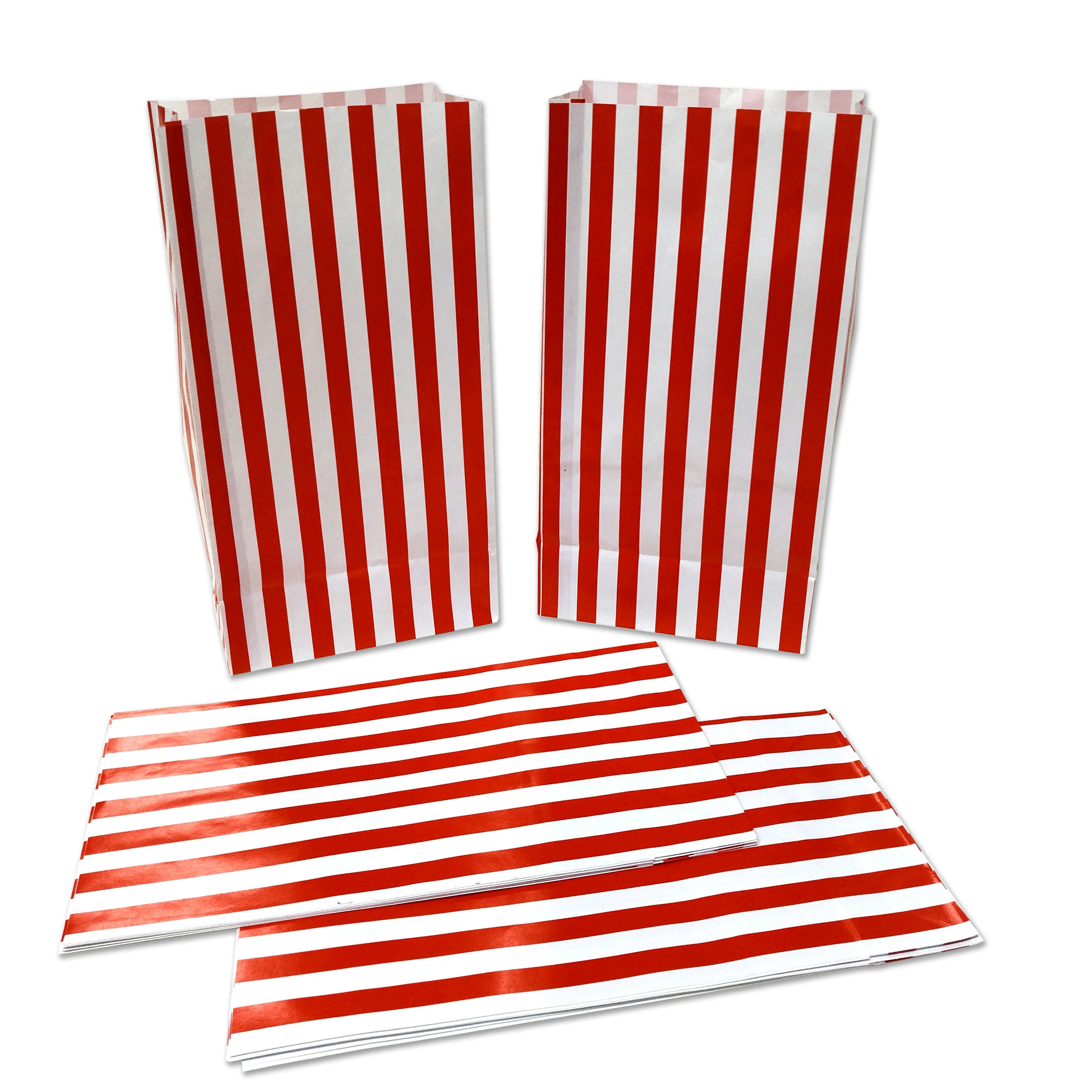 Personalized small wedding gift packaging custom stripe party favor sweet candy paper bag with logo print pop corn bag