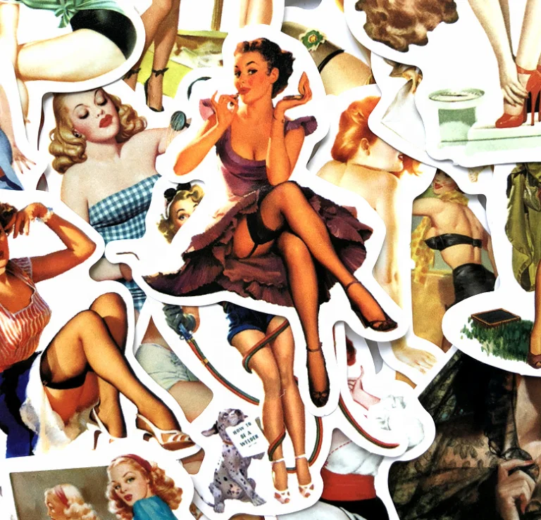 
50PCS Vintage Girls Sticker Pack PVC Waterproof Stickers For Skateboard Bottle Laptop Hot Sale Beautiful Cute Girls Cartoon Set 