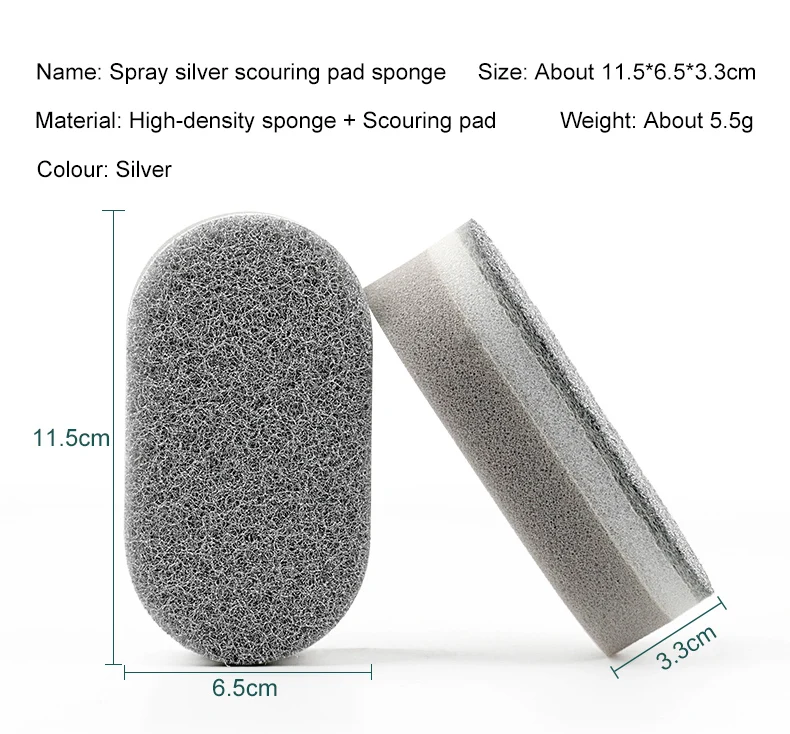 New product spray silver scouring pad sponge double-sided thickened cleaning kitchen dish brushing cloth sponge cleaning