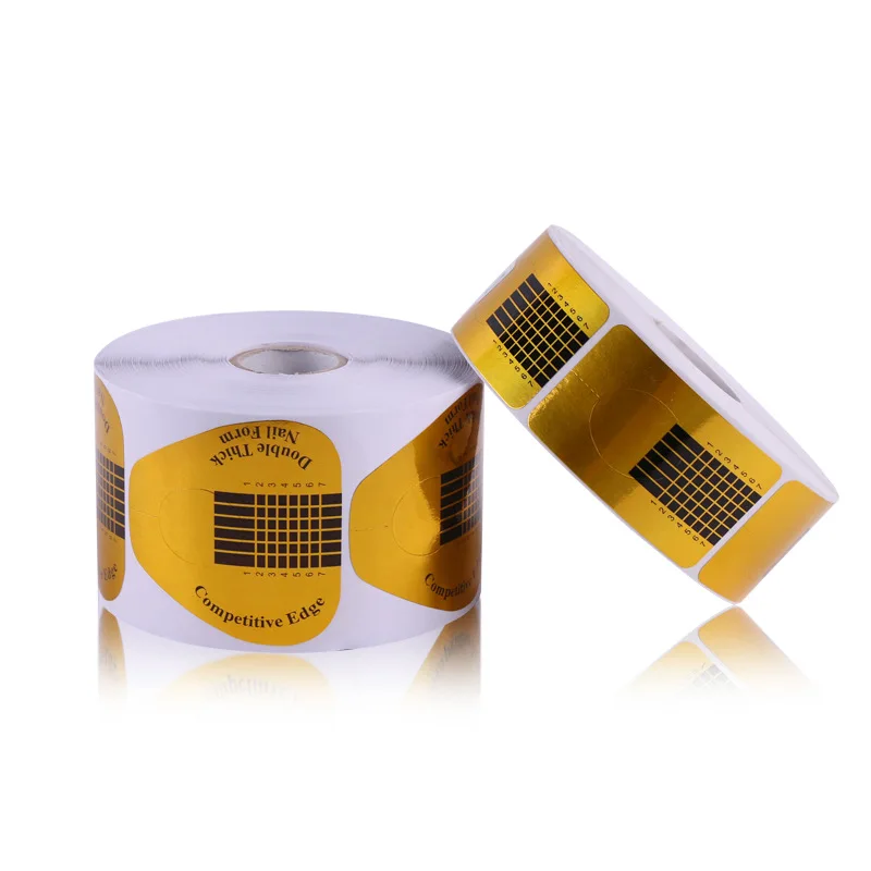 Wholesale Poly gel acrylic powder 500pcs Nail Quick Building Extension Tool Full Cover Mold Square Dual Paper Nail Form