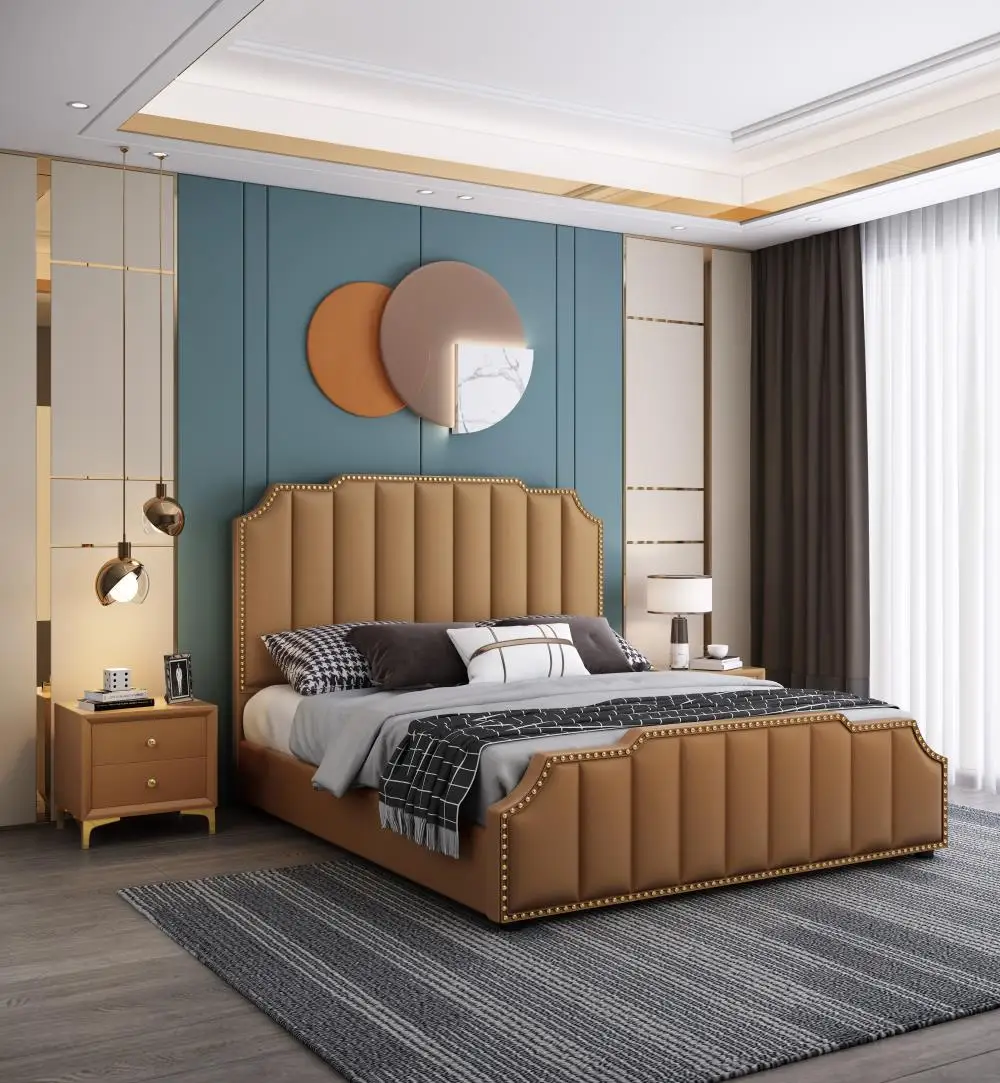 Luxury Modern Design Room furniture Upholster Twin Queen Beds Leather Storage Bed Wooden Frame King Size Double Beds With Drawer