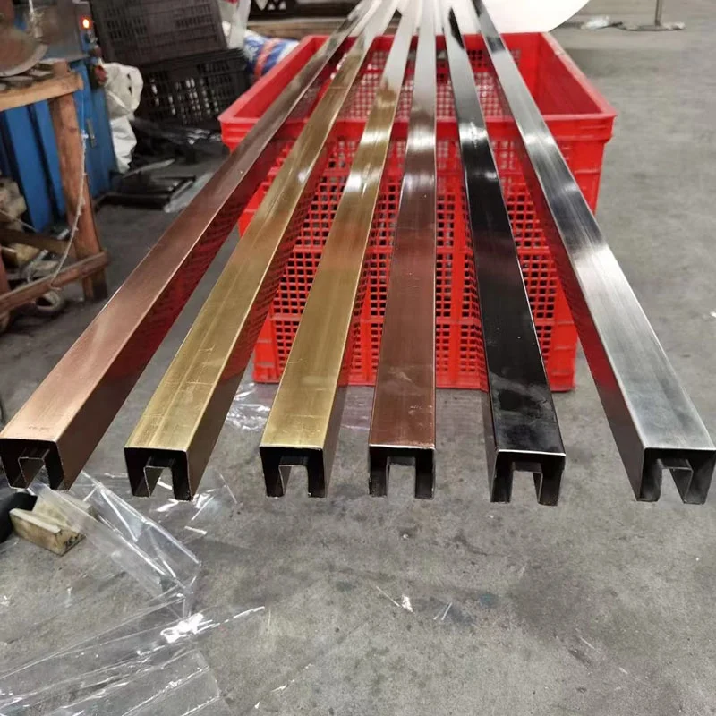 Manufacture U Tube 304 Stainless Steel Groove Pipe Bright Golden Stainless Steel Colour Pipe For Outdoor Decorative