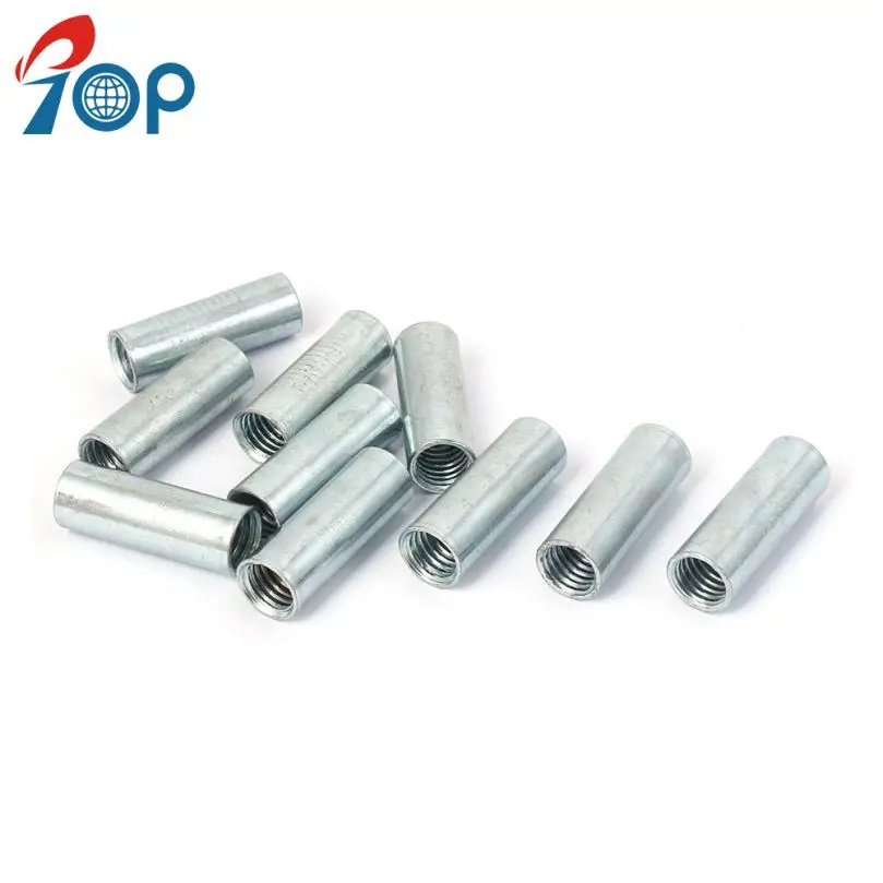 
TOP Round Connector SS304 Threaded Sleeve Bar Stud Rod Coupling Nut 