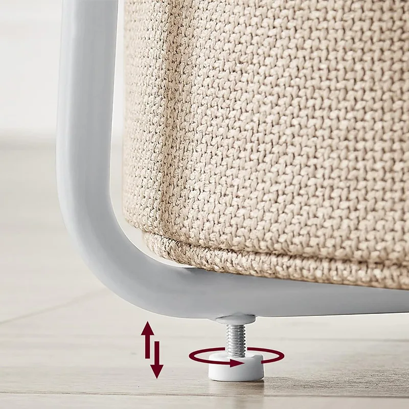 Wooden Modern Small Round Sofa Bed Side Table with Polyester Basket