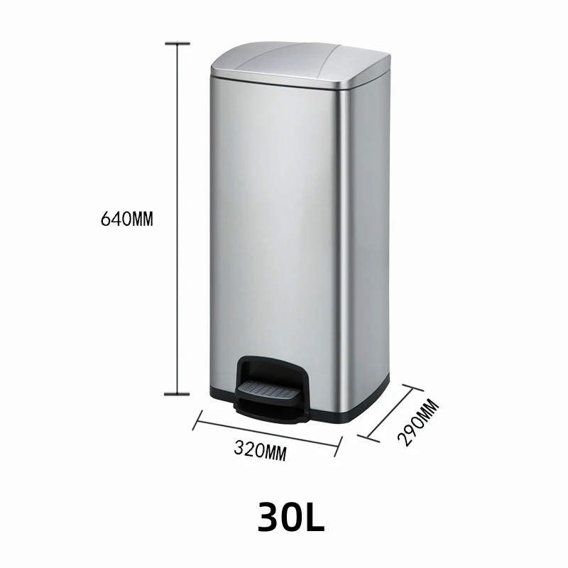 Large Customized Stainless Steel Kitchen Trash Can Commercial Recycling Bin Foot Waste Bin Pedal