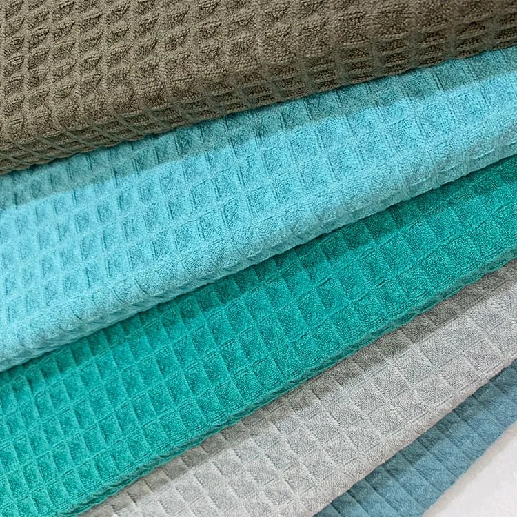 Good Absorption Plain Dyed Polyester Microfiber Big Waffle Cloth Weaving Towel Fabric