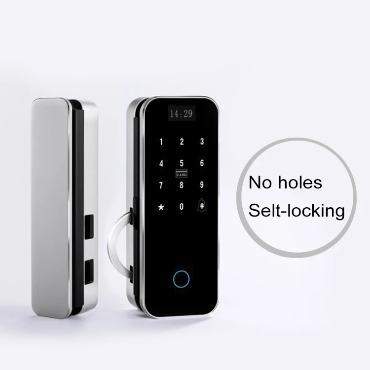 Aluminum door electronic office glass front card key door biometric lock