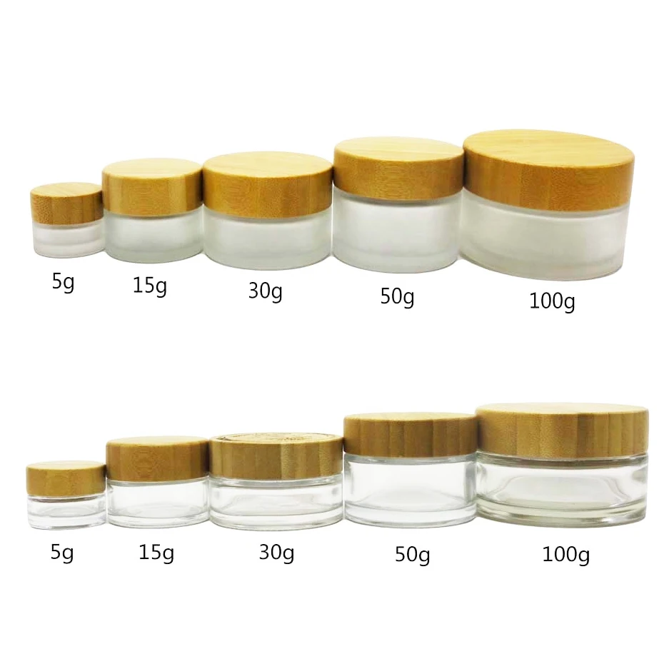 wide mouth glass jar bamboo lip balm container BJ-888C