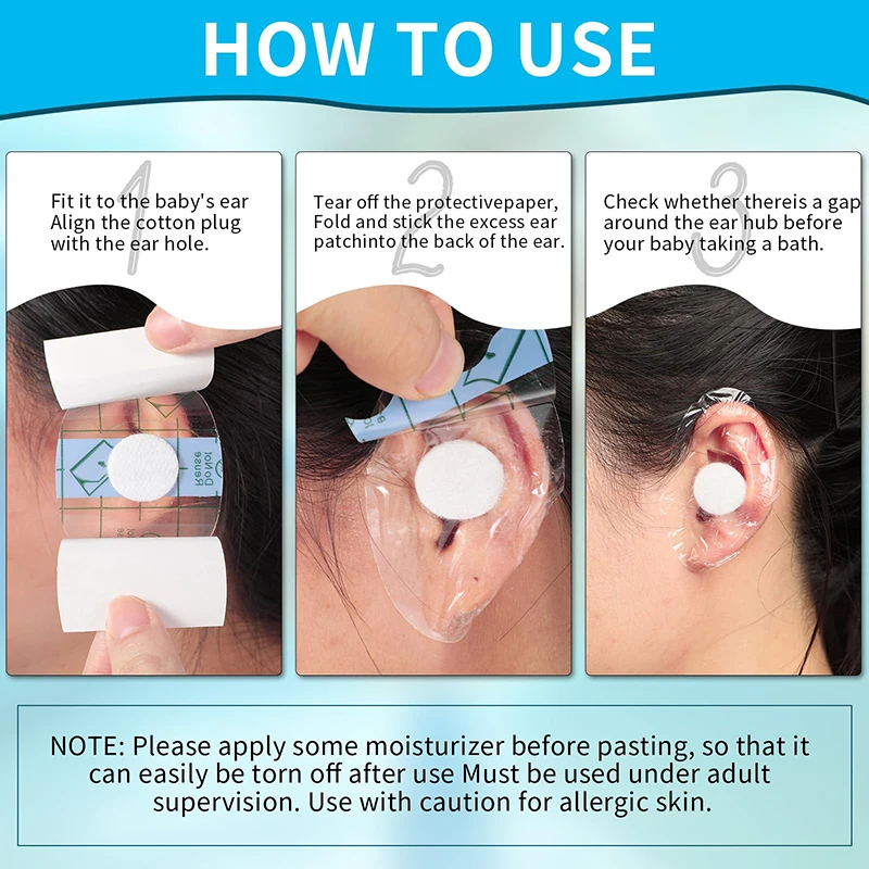 60 Pcs Baby Waterproof Ear Stickers Clear Disposable Ear Covers