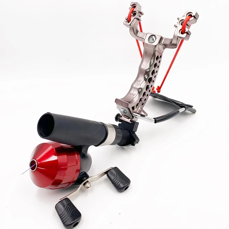 Professional Outdoor Equipment New Alloy Slingshot Shooting Fishing Dart Hunting Paintball Reel Rest Catapult