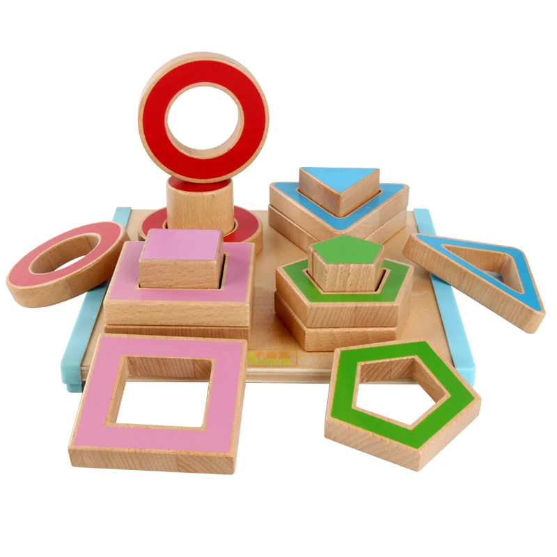 Wooden Educational Toys Geometry Shape Matching Game Learning Peg Puzzle Intelligence Training Learning Board
