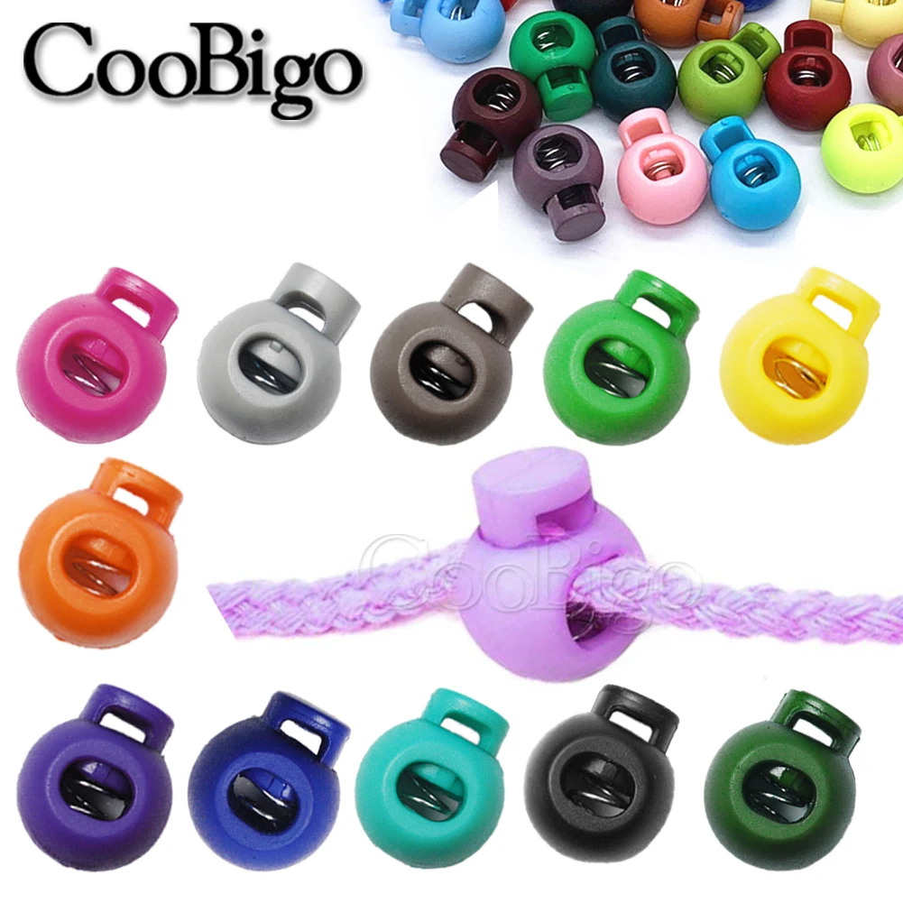 100PCS Spring Toggle Stopper Clip Colorful Plastic Ball Round Cord Lock For Sportswear Clothing Shoes Lanyard Craft Parts #FLS04