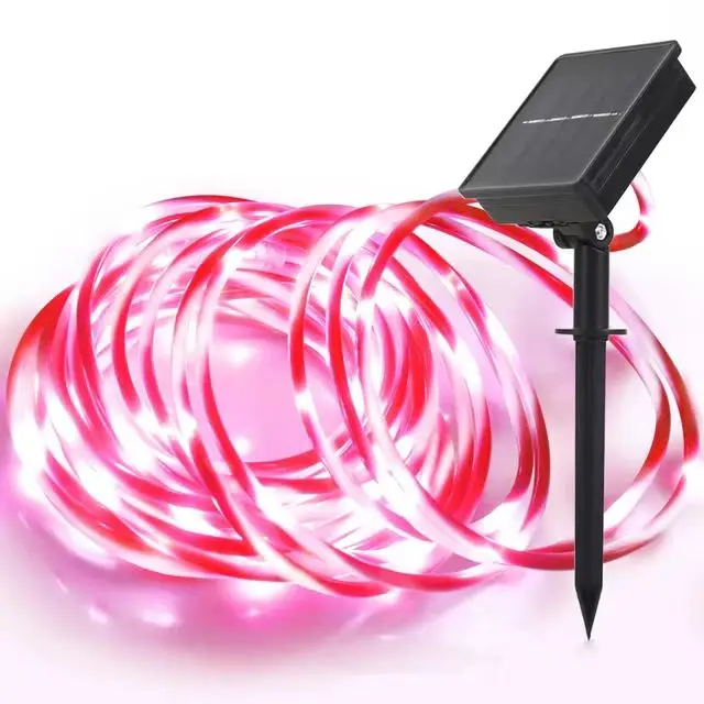 2023 New Hot Double Colors Candy Color Solar LED String Lights LED Christmas Lights garden Solar Tube Rope Lamps