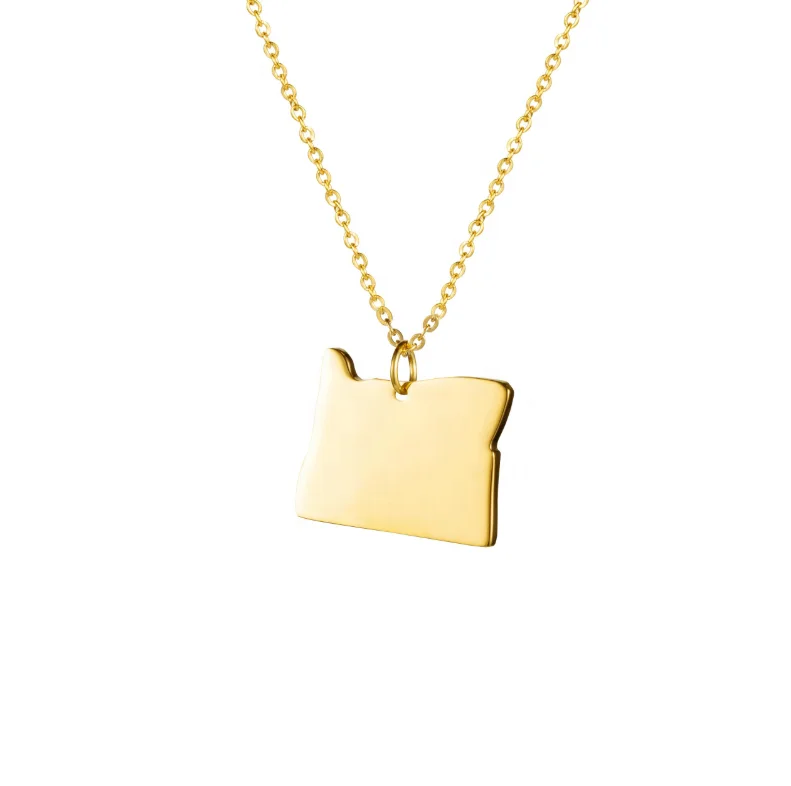 
Joycuff Gold Silver Plated Metal Steel Custom Country Map Necklace Pendant Gold Chain Men Women 