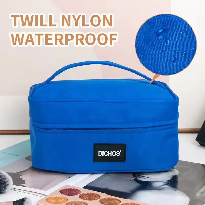DICHOS Cosmetic Bag Custom Logo Lightweight Nylon Portable Custom Makeup Bag  Travel Storage Handbag With Zipper  For Women