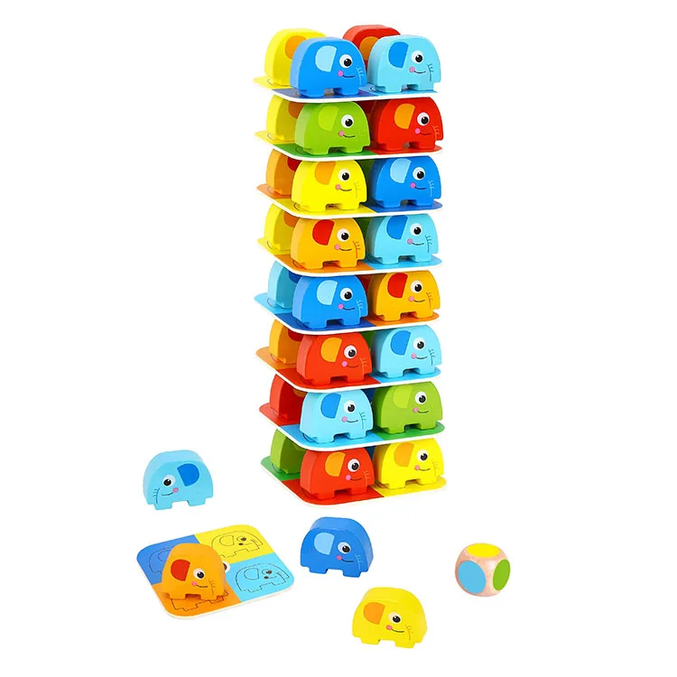 RTS Hot Sale Wooden Children Elephant Stacking Game