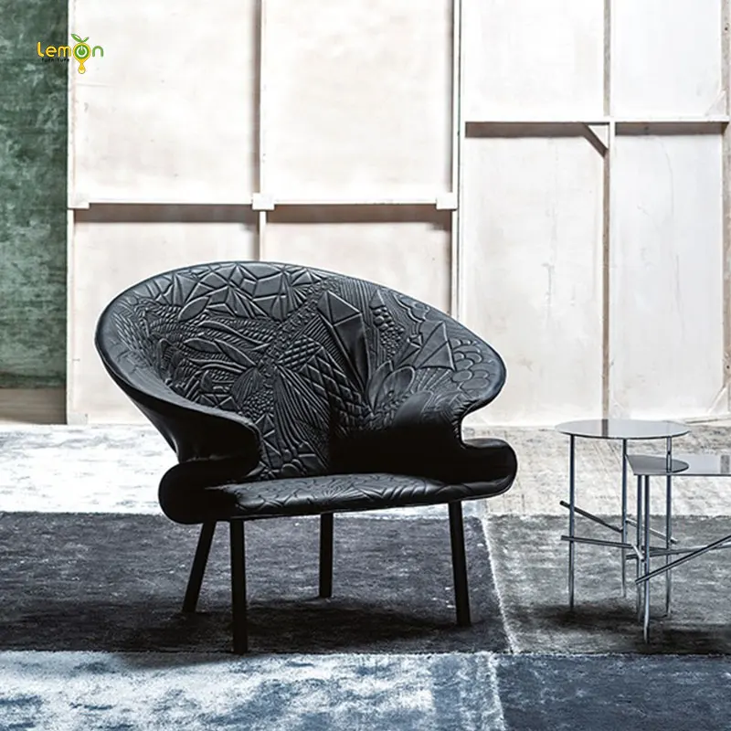 Nordic light luxury black printed sofa modern simple internet celebrity art leisure luxury backrest sofa chair