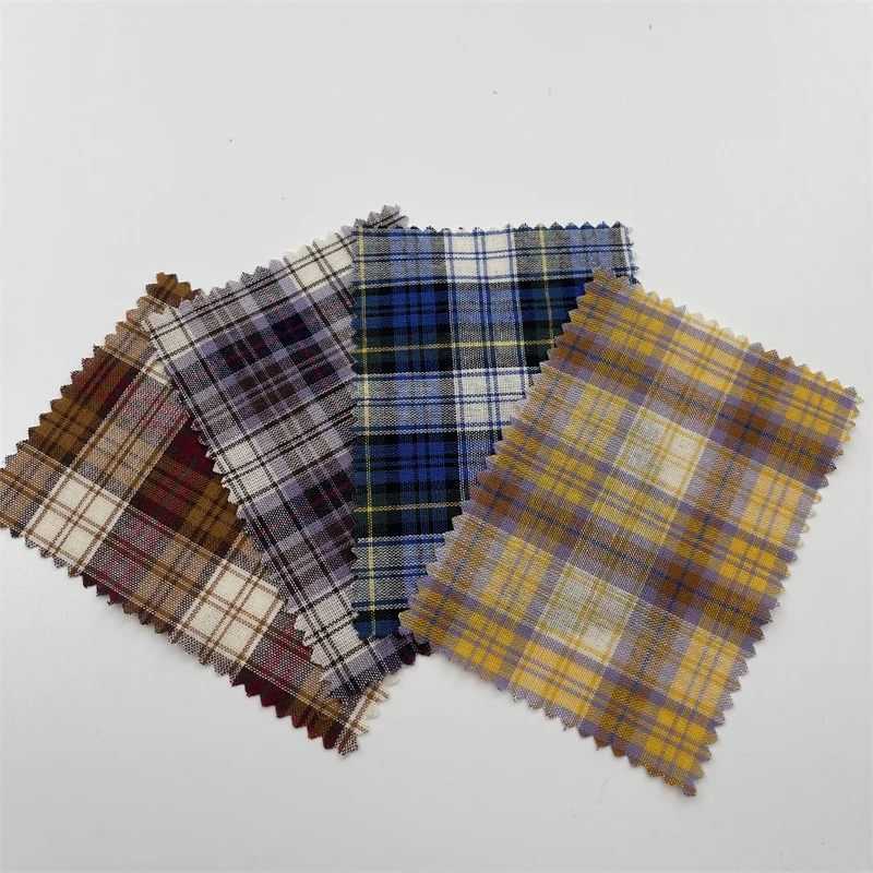 New all cotton 21s yarn dyed Plaid Summer ultra-thin shirt skirt fabric plain cloth
