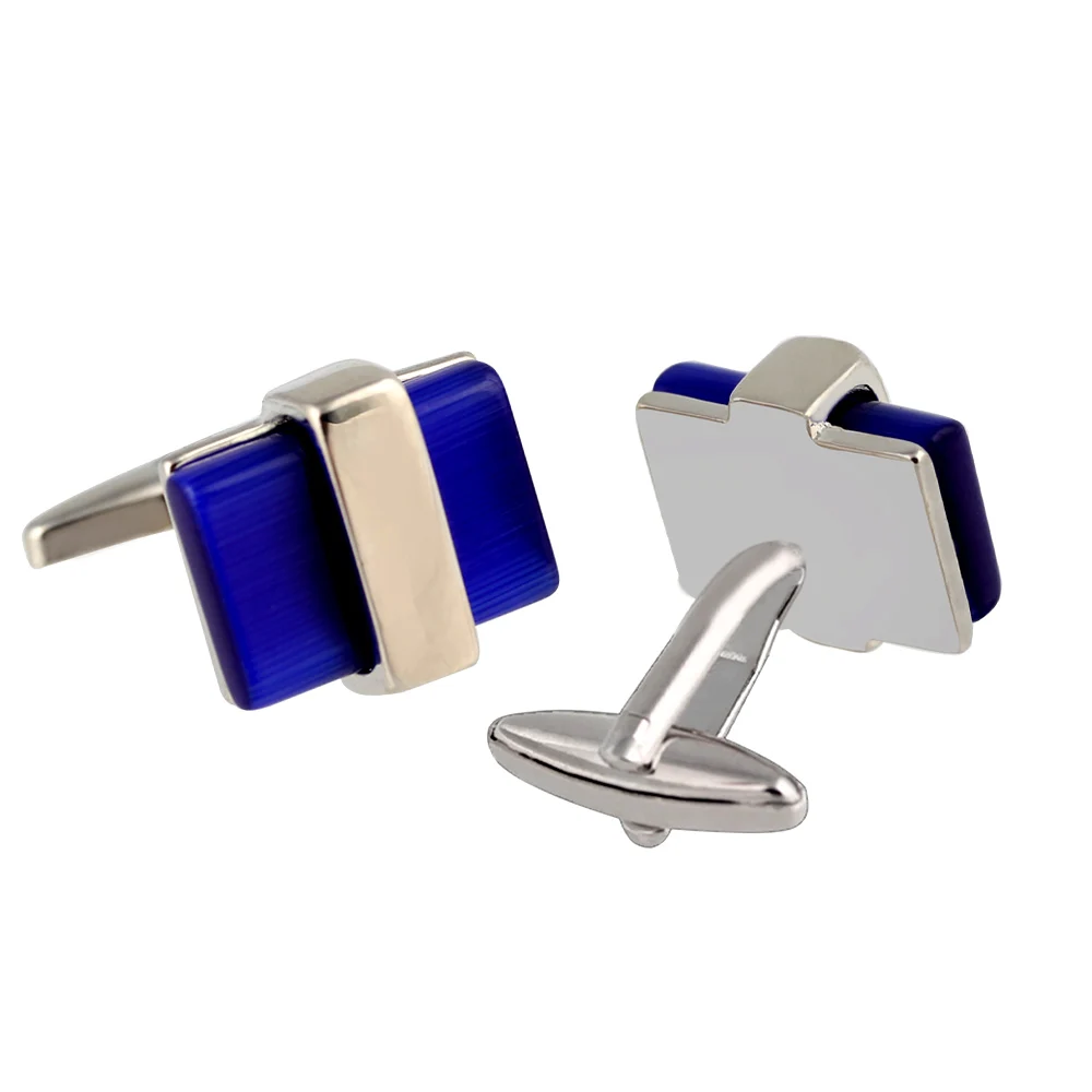Rectangular Blue Opal Sterling silver Shirt Cufflinks