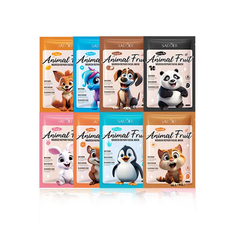 OEM SADOER Private Label Beauty Fruit Face Maskss Mascarillasl Facial Mask moisturizes hydrates cartoon themed Facial mask