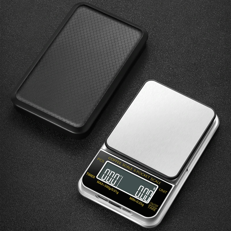 1000 x 0.1g Mini Coffee Scale Timer Digital Gram Scale Tare Function Gold Jewelry Scale LCD Screen