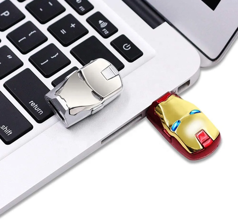 Smart Iron Man Head Blue Eyes Light Up Super Hero 64GB USB Flash Thumb Drive Storage Device