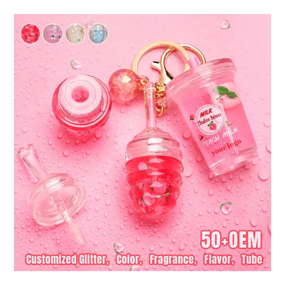 custom private label vegan fruit tinted lip oil wholesale glossy lip gloss keychain