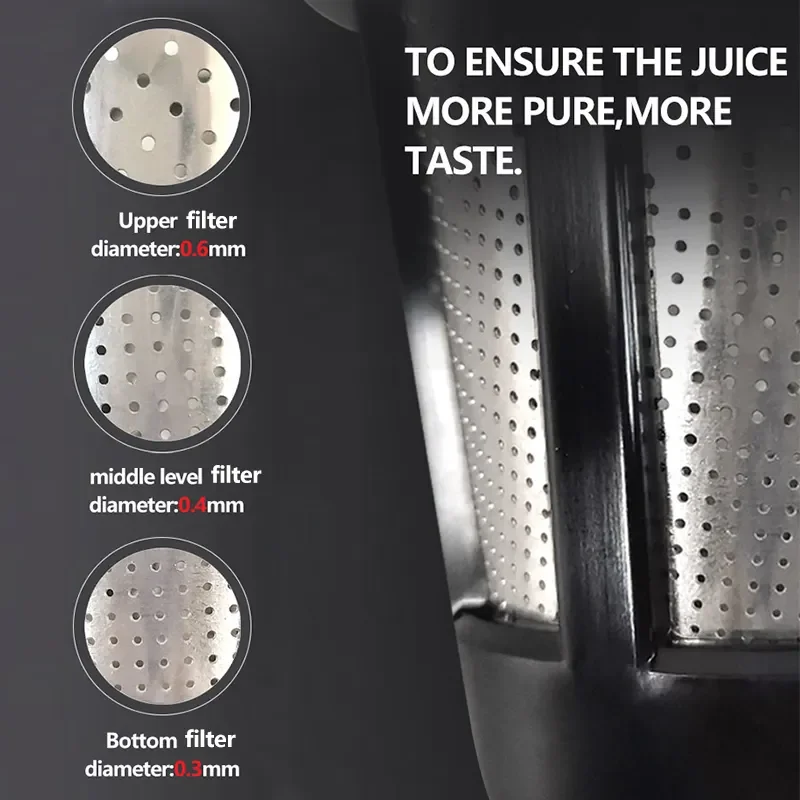 Vegetable and Fruit Easy to Clean Masticating Juicer Large Capacity Dishwasher Safe High Juice Yield Slow Juicer Machine