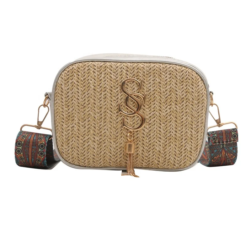 New Arrival Summer Braided Straw Crossbody Bag Rattan Woven Beach Travel Shoulder Bag