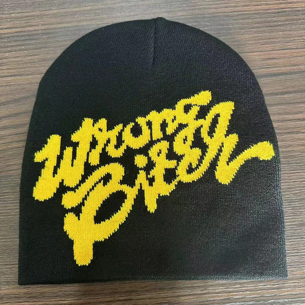 Czelrine Wholesale Custom Plain Skulls Beanie Cap Embroidery Skully Customized 2 layers No Cuff Acrylic Winter Hats Toque Caps