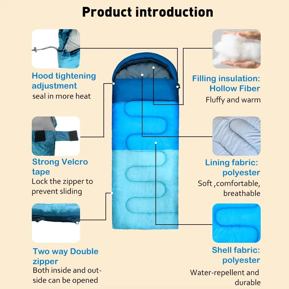 High Quality Outdoor Envelope Style Emergency Sleeping Bag for Adults for Camping and Tent Use