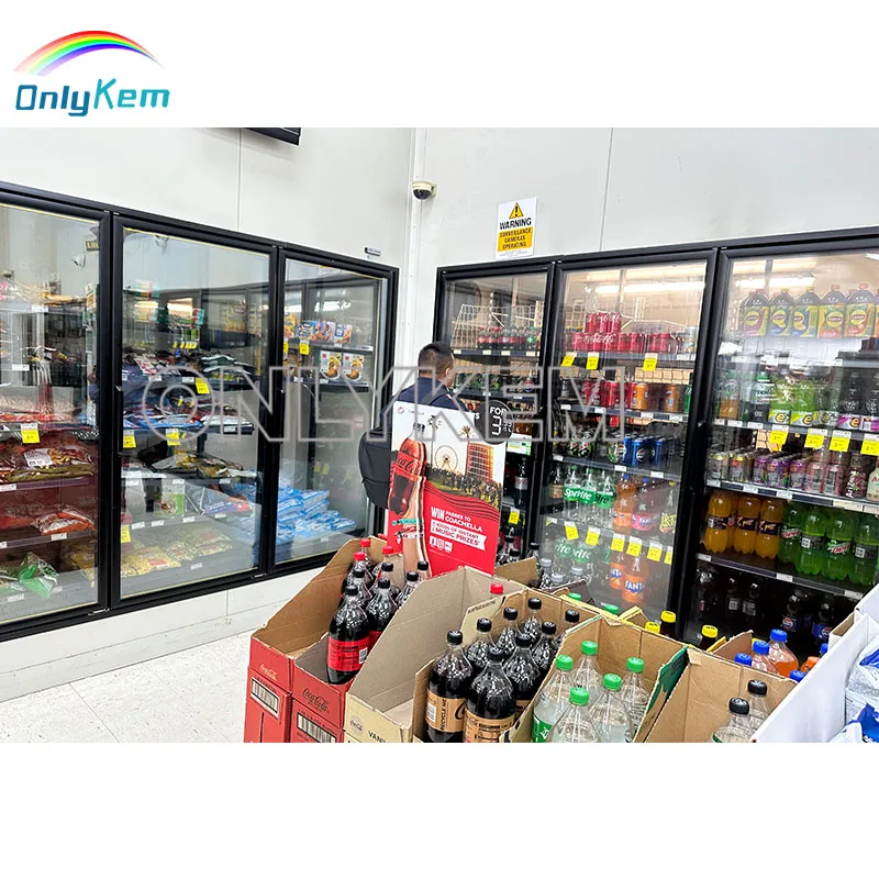 USA Gas Station Walk in Cooler Freezer Room Glass Door and Shelves
