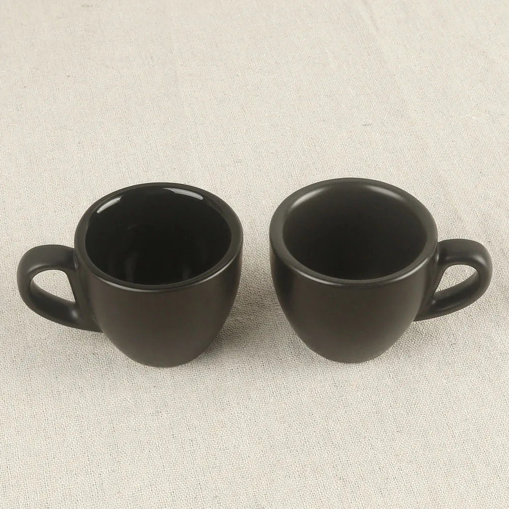 75ml 2.65oz Matte Glossy Black Ceramic Espresso Cup With And Saucer Set