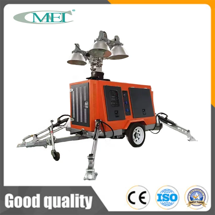 Строительная Мобильная наружная световая башня с прицепом установленная дизель-генераторная мобильная осветительная