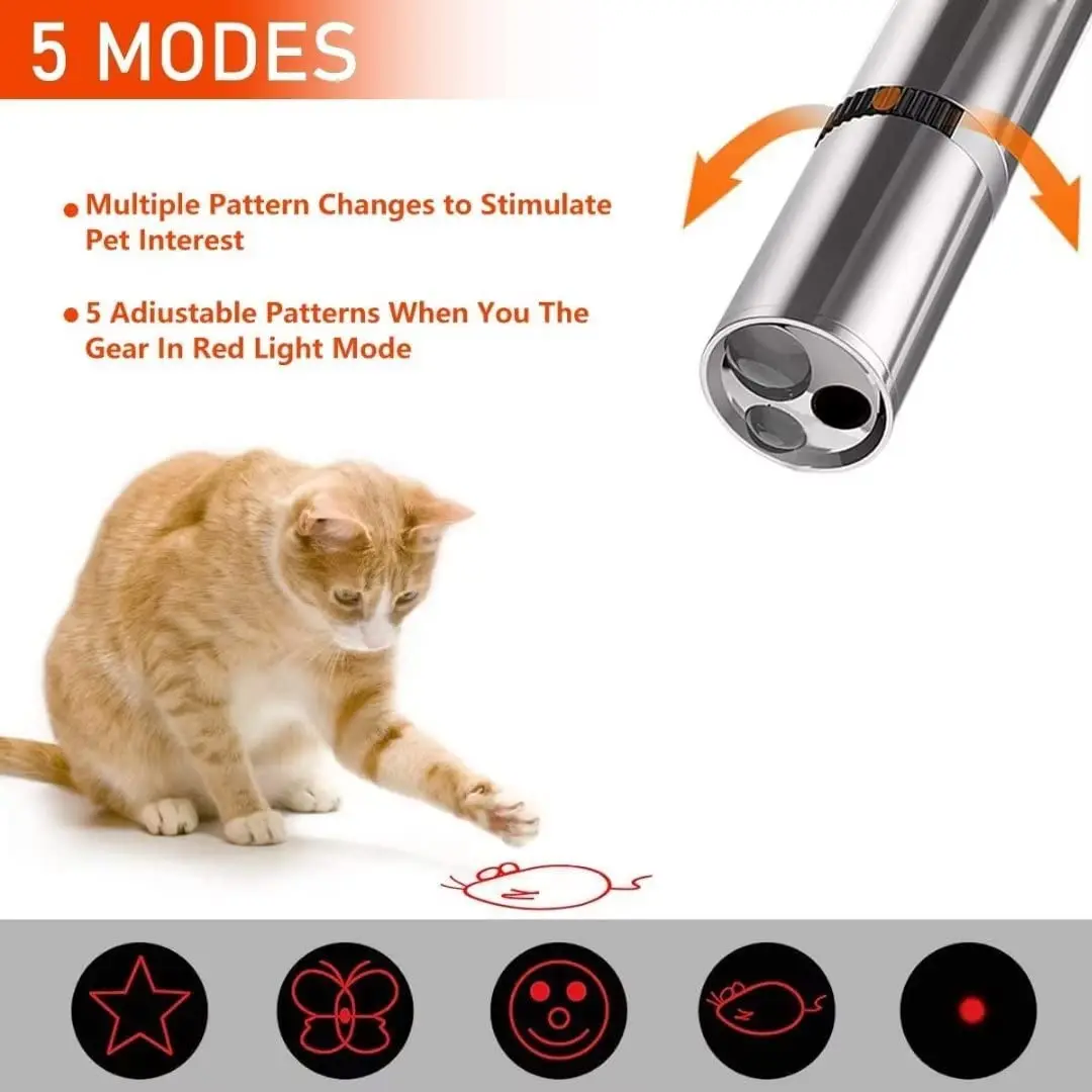 Rechargeable Cat Laser Pointer Toy 3 In 1 Red Laser Pointer Interactive Light Training Tool With USB Charging For Cat Dog
