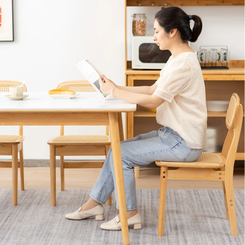 100%bamboo rattan  chair Rattan dining chair modern simple design bamboo study desk
