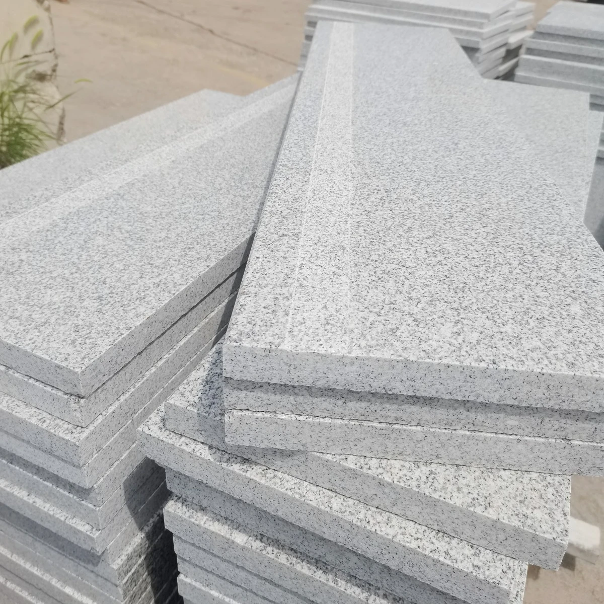 Natural granite grey tile stair treads risers granite stone