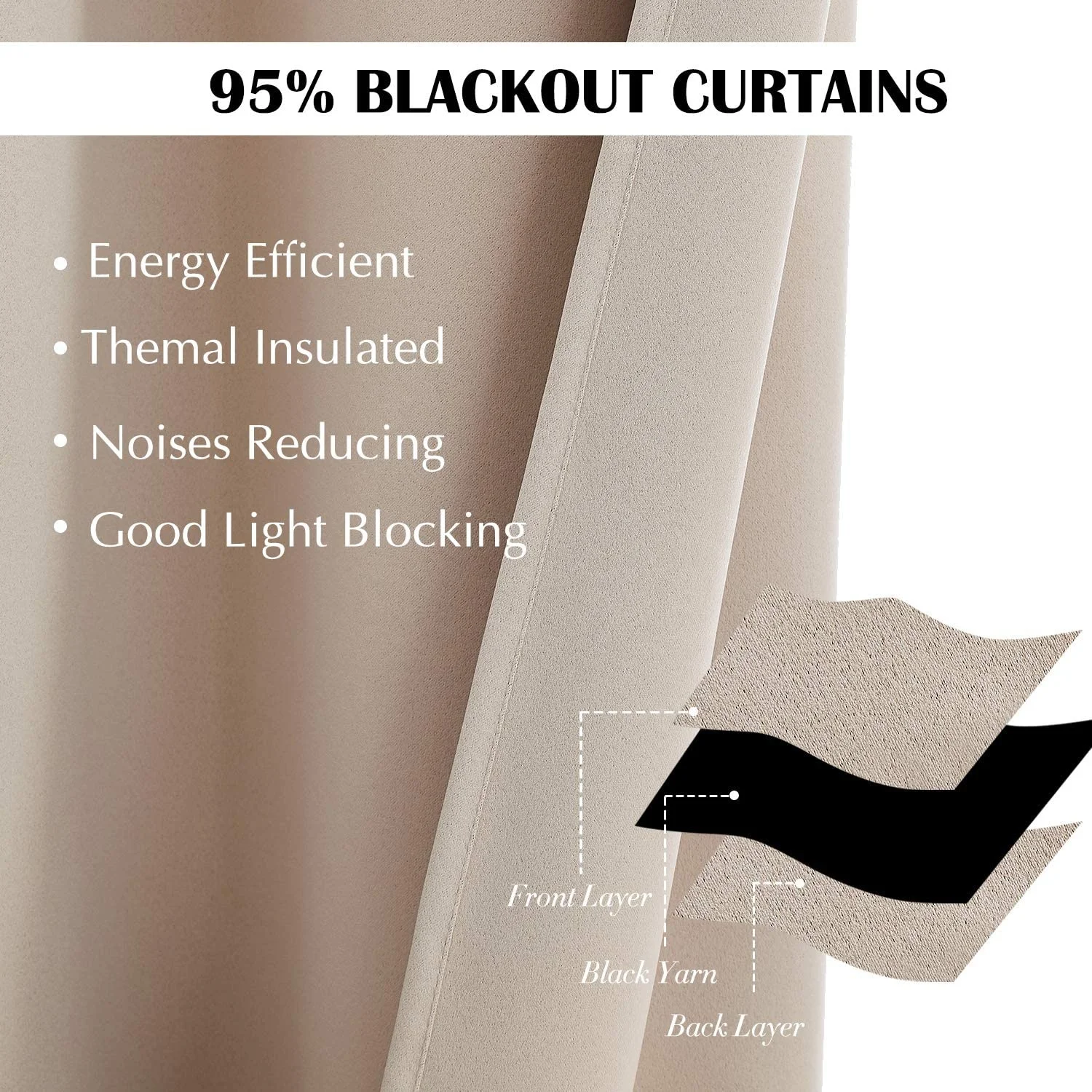 Готовые элегантные однотонные теплоизолированные Энергоэффективные затемняющие плотные недорогие занавески, люверсы для отеля, шторы для спальни