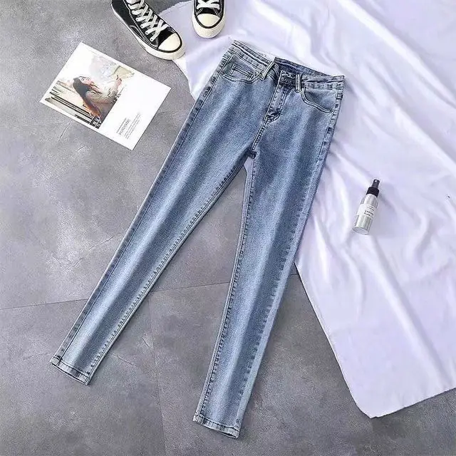Лидер продаж, модные обтягивающие эластичные женские брюки, женские облегающие джинсовые брюки