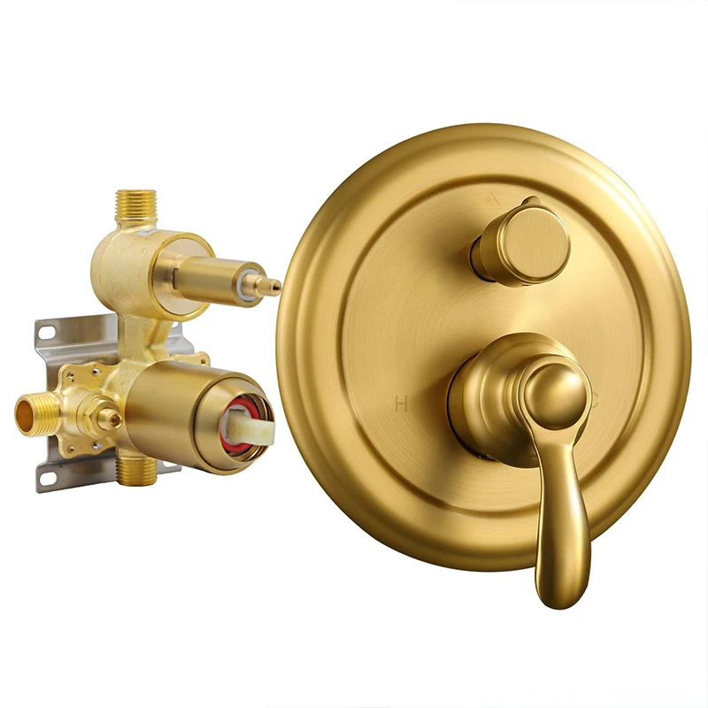 2-Way Shower Diverter Solid Brass Valve Replacement Pressure Balancing Hidden 2 Outlet Multi Function Mixer